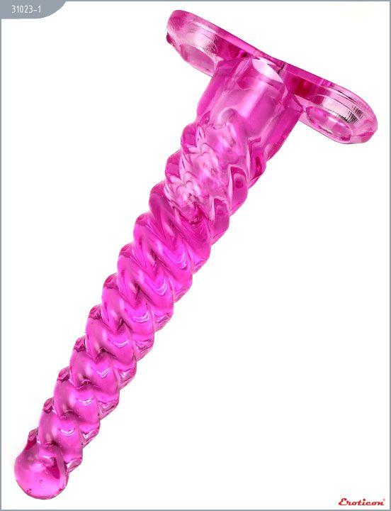 Розовый анальный конус со спиралевидным рельефом - 16 см. от Intimcat