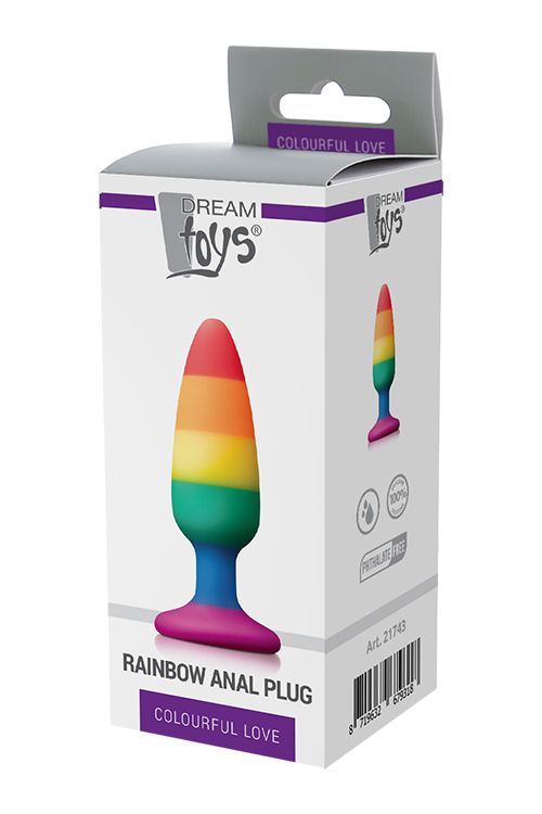Разноцветная анальная втулка RAINBOW ANAL PLUG MEDIUM - 14 см. - силикон