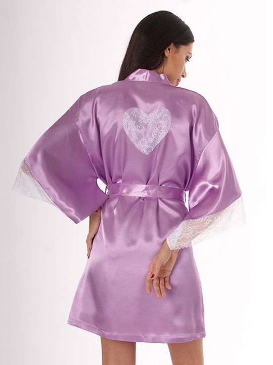 Короткий халатик-кимоно с кружевным сердечком на спинке от Intimcat