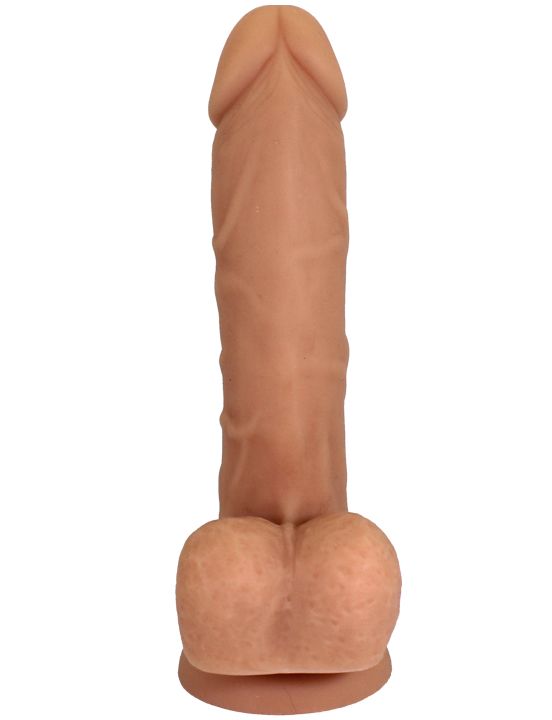 Телесный фаллоимитатор-реалистик на присоске с мошонкой - 18,5 см. Eroticon