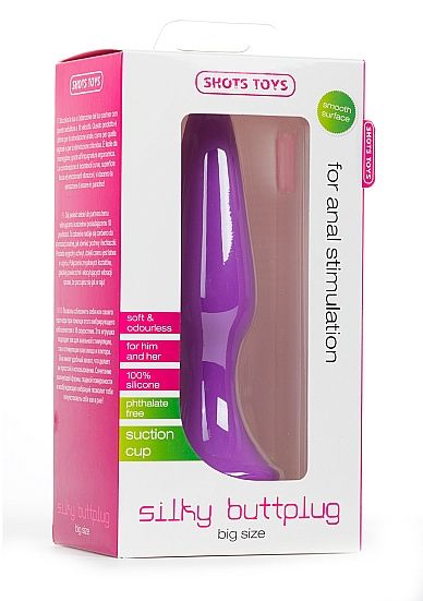 Фиолетовая анальная пробка Silky Buttplug Big Purple - 16 см. - силикон