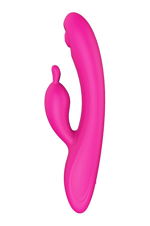 Ярко-розовый вибромассажер-кролик TAPPING BUNNY - 21,3 см. от Intimcat
