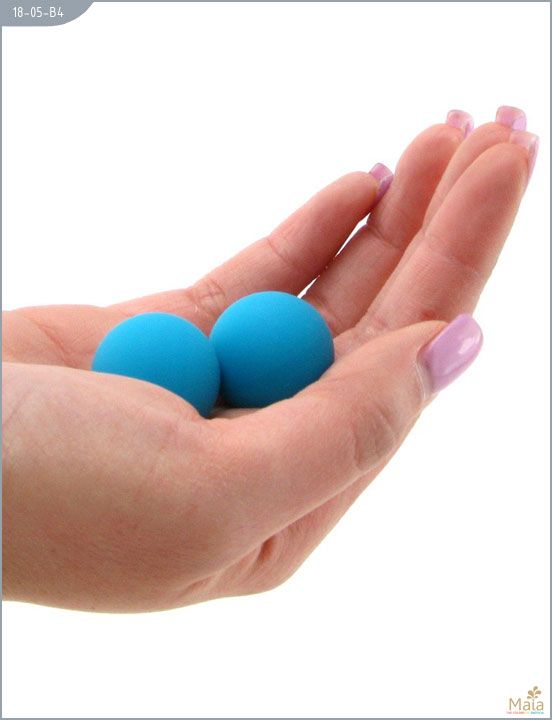Металлические вагинальные шарики с голубым силиконовым покрытием от Intimcat