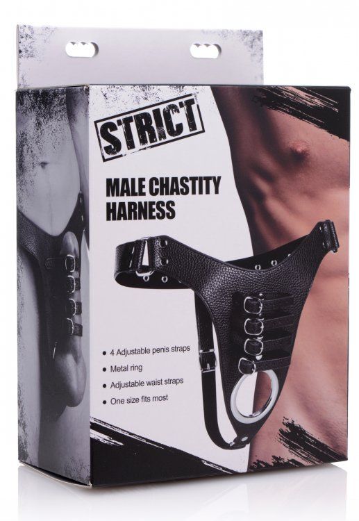 Мужской пояс верности с ремешками Male Chastity Harness - искусственная кожа