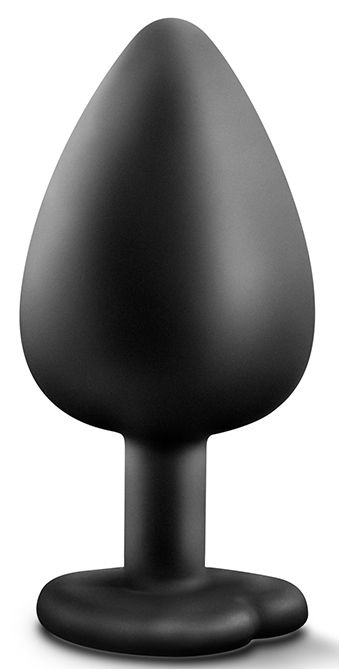 Черная анальная пробка с прозрачным стразом-сердечком Bling Plug Large - 9,5 см. от Intimcat