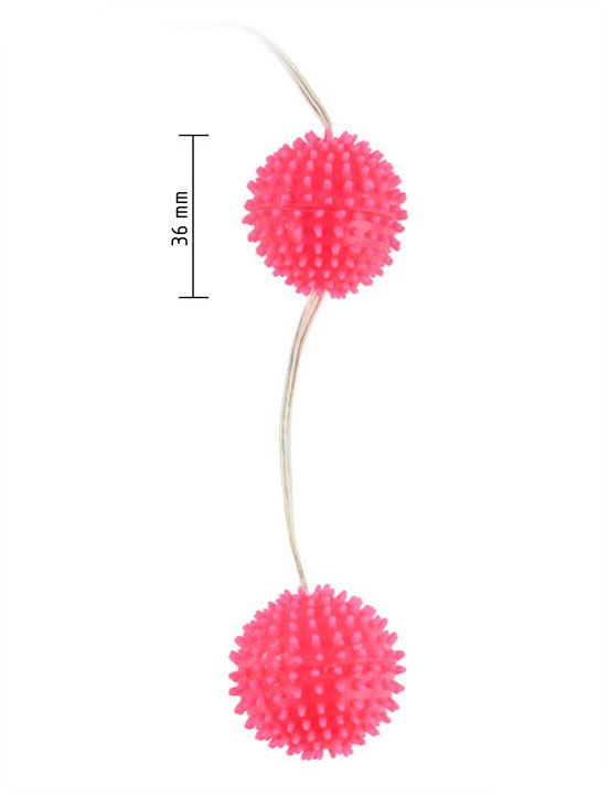 Розовые виброшарики с шипами и пультом - анодированный пластик, силикон