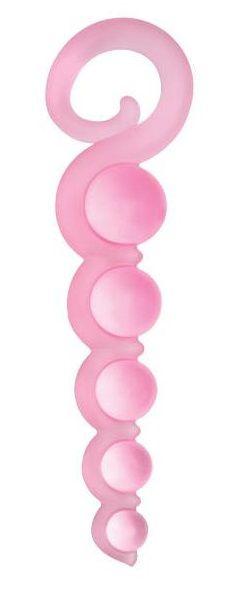 Розовая анальная цепочка из 5 шариков различного диаметра - 25,5 см. - силикон
