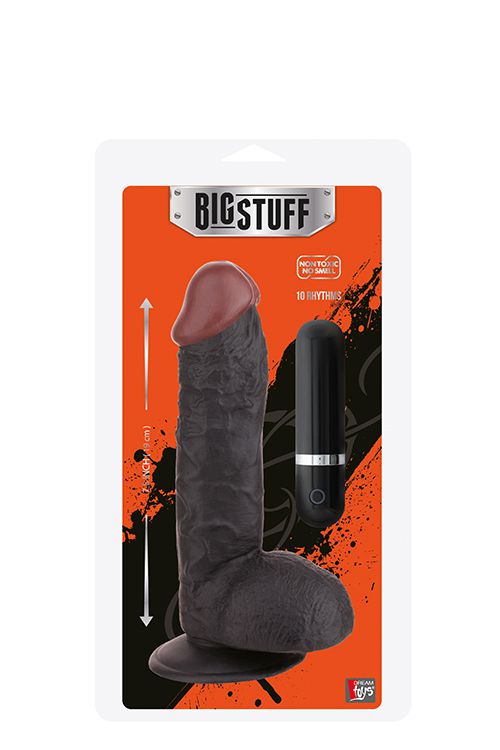 Чёрный вибратор-реалистик BIGSTUFF 7.5INCH BLACK - 19 см. - поливинилхлорид (ПВХ, PVC)