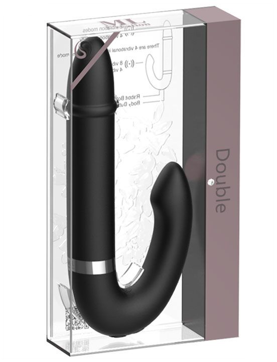 Двойной черный вибратор Double - 18 см. от Intimcat