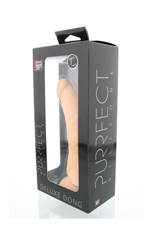 Телесный фаллоимитатор на присоске PURRFECT SILICONE DELUXE DONG 7INCH - 18 см. - силикон