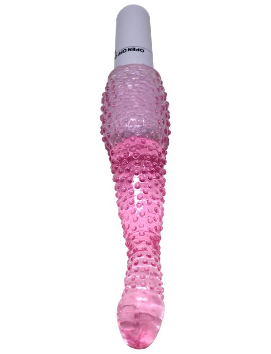 Розовый анальный вибратор с пупырышками - 22 см. Eroticon