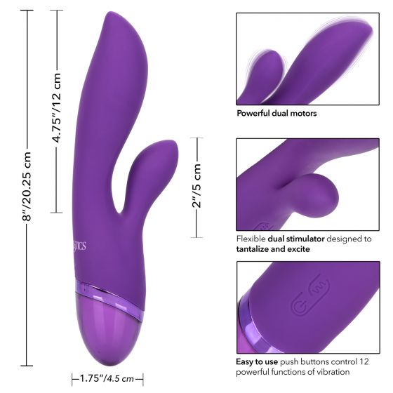 Фиолетовый вибромассажер-кролик Aura Dual Lover - 20,25 см. - силикон