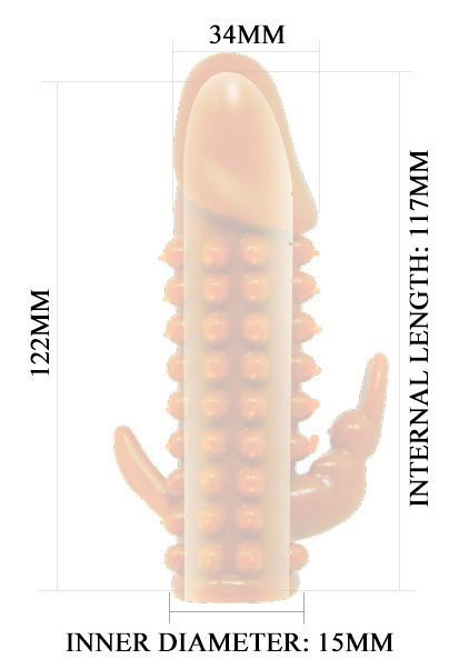 Телесная насадка на пенис со стимулятором клитора - 12,2 см. от Intimcat