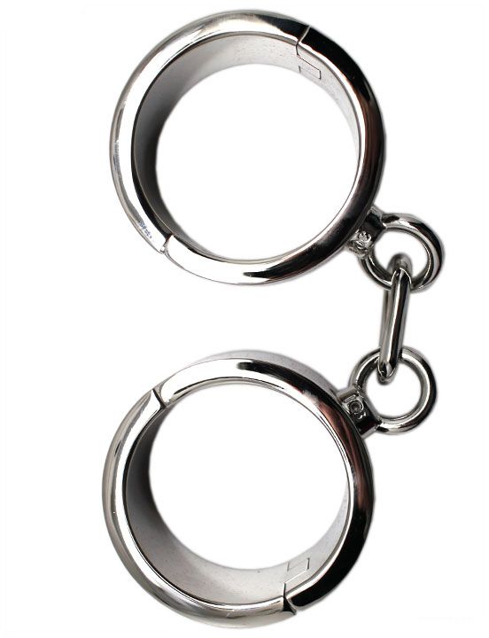 Серебристые гладкие металлические наручники с ключиком Eroticon