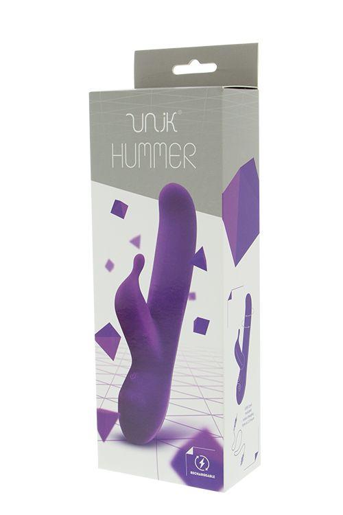 Фиолетовый вибратор с клиторальным стимулятором UNIK HUMMER - 20,7 см. - силикон