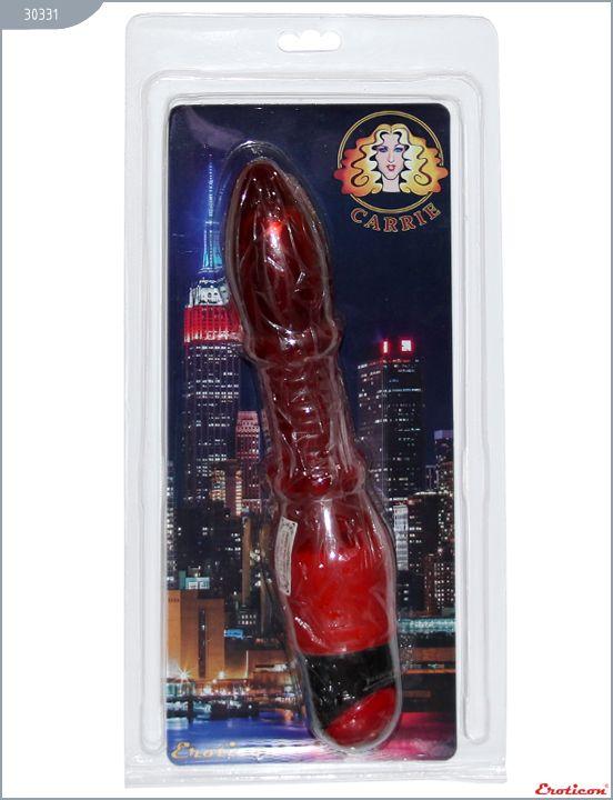 Красный гелевый вибратор Carrie - 25 см. Eroticon