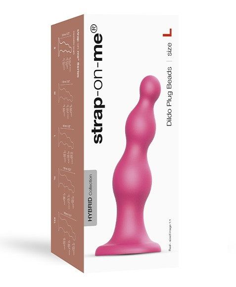 Розовая насадка Strap-On-Me Dildo Plug Beads size L - силикон