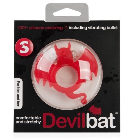 Красное эрекционное кольцо Devil Bat - силикон