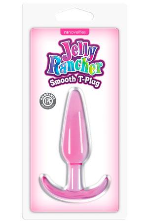 Гладкая розовая анальная пробка Jelly Rancher T-Plug Smooth - 10,9 см. - термопластичный эластомер (TPE)