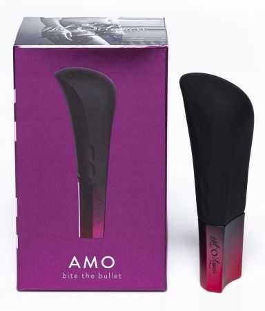 Черный ультрамощный вибромассажер AMO - 10 см. - анодированный пластик, силикон