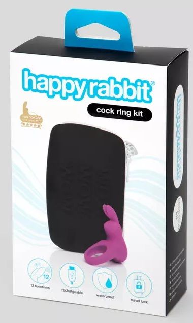 Фиолетовое эрекционное виброкольцо Happy Rabbit Cock Ring Kit - фото 7