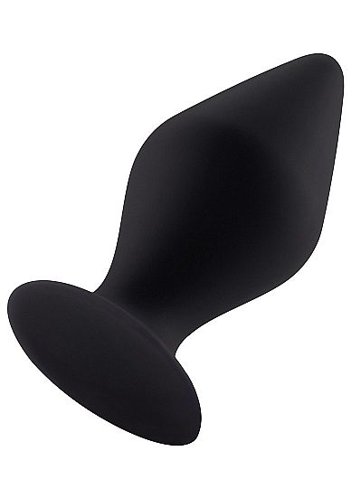 Чёрная средняя анальная пробка Butt Plug with Suction Cup Medium - силикон