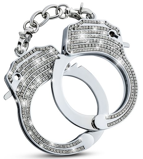 Серебристые наручники со стразами Bling Cuffs