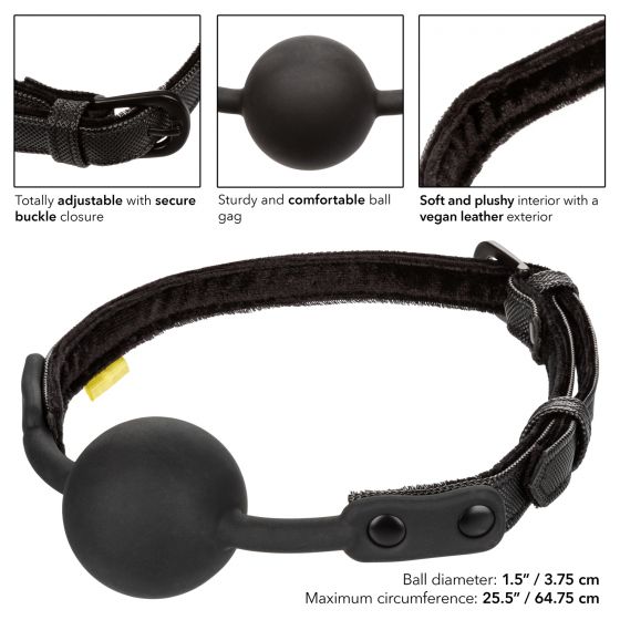 Черный кляп-шарик Boundless Ball Gag - искусственная кожа, силикон