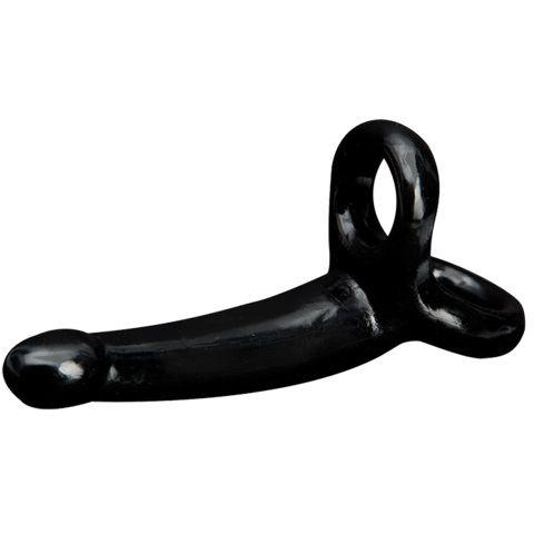 Чёрная насадка на пенис для двойного проникновения - 12,7 см. - поливинилхлорид (ПВХ, PVC)