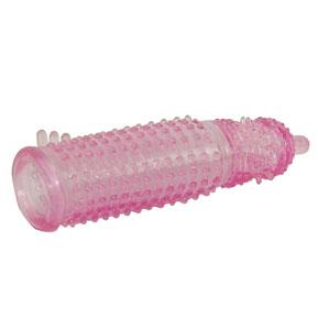 Закрытая розовая насадка на пенис с пупырышками - 10 см. - термопластичный эластомер (TPE)