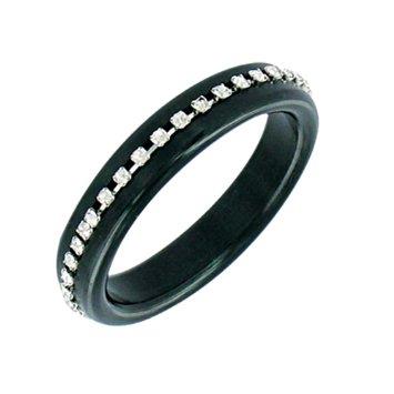 Чёрное эрекционное кольцо со стразами MAGIC DIAMOND - металл