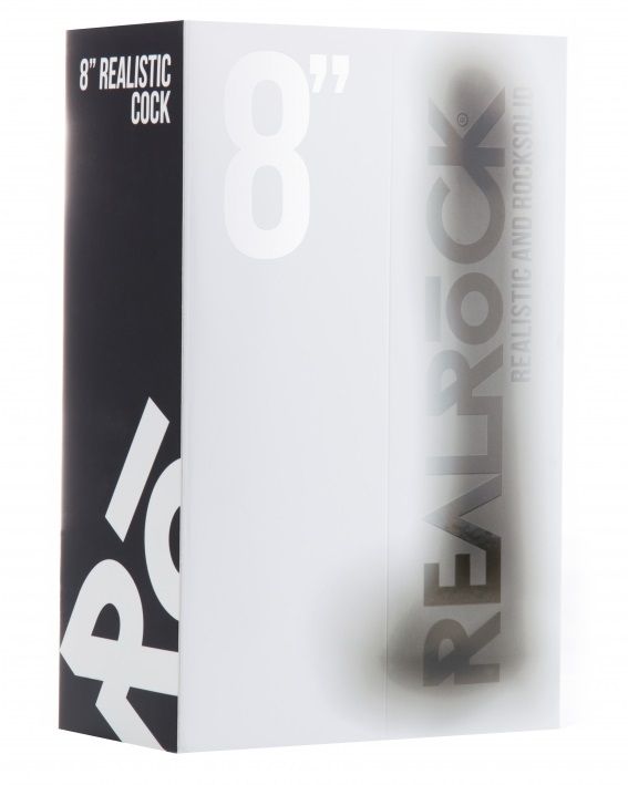 Чёрный фаллоимитатор Realistic Cock 8  With Scrotum - 20 см. - термопластичная резина (TPR)