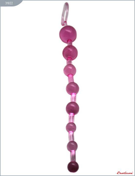 Розовая анальная цепочка с ручкой - 29,5 см. - поливинилхлорид (ПВХ, PVC)