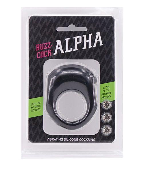 Чёрное эрекционное кольцо с вибрацией BUZZ COCK ALPHA - силикон
