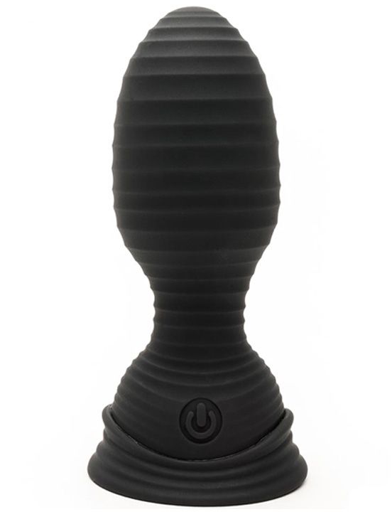 Черная расширяющаяся вибропробка Athena с пультом - 11,6 см. - анодированный пластик, силикон
