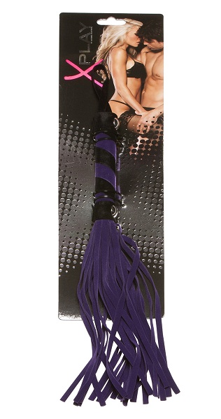 Фиолетовая плеть X-Play с бархатистыми хвостами - искусственная кожа