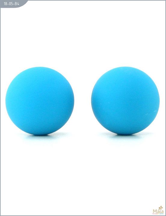Металлические вагинальные шарики с голубым силиконовым покрытием 