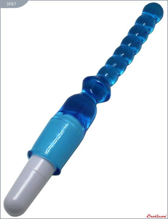 Голубой гелевый анальный вибратор - 25 см. от Intimcat