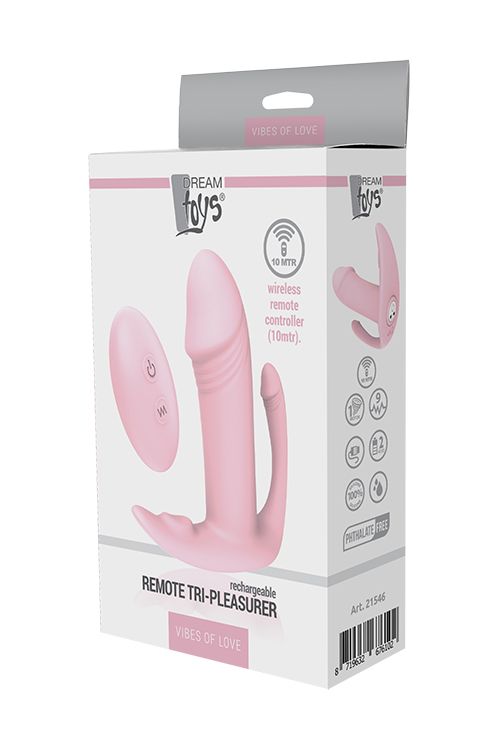 Розовый вибратор REMOTE TRI-PLEASURER Dream Toys