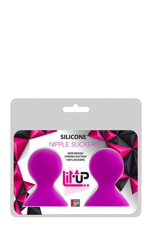Ярко-розовые помпы для сосков LIT-UP NIPPLE SUCKERS LARGE PINK - силикон