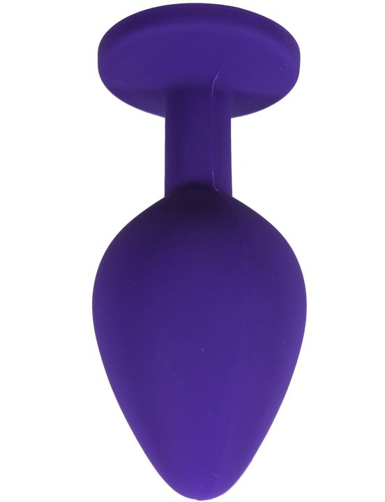 Фиолетовая анальная пробка с радужным кристаллом - 8 см. - силикон