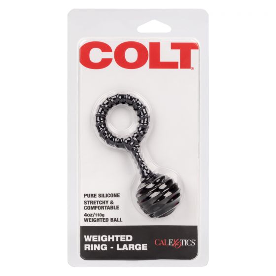 Черное эрекционное кольцо с утяжелителем Weighted Ring Large от Intimcat