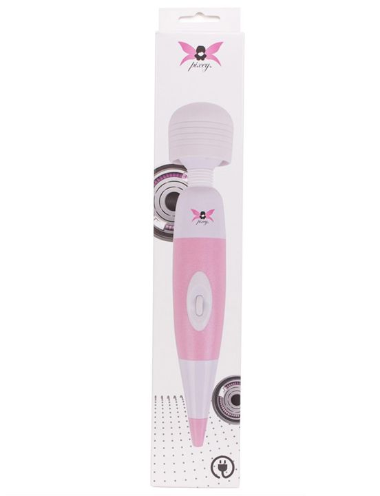 Бело-розовый, работающий от USB вибромассажёр Pixey Wand Pink Edition - 32 см. от Intimcat