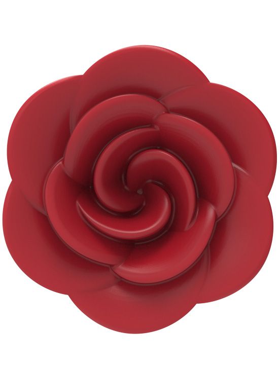 Красная анальная пробка с ограничительным основанием в виде розы - силикон