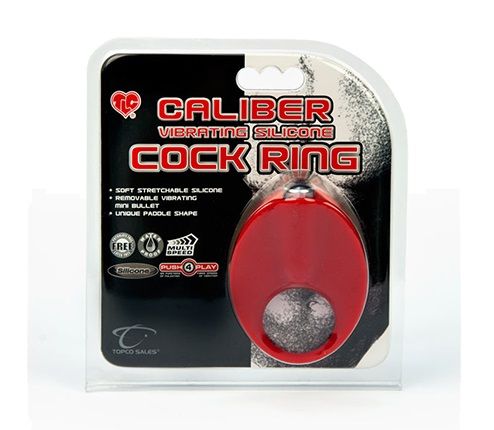 Красное эрекционное кольцо с вибрацией TLC CaliberVibrating Silicone Cock Ring - силикон