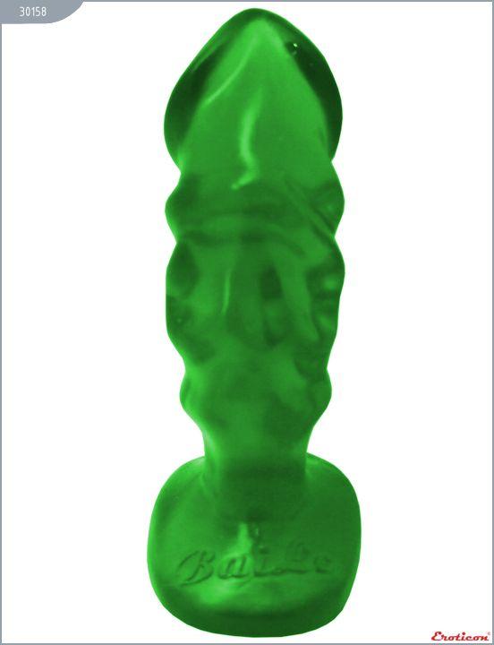 Зелёная анальная пробка-фаллос - 13 см. от Intimcat
