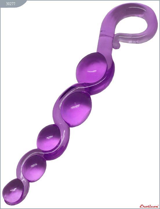 Фиолетовая анальная цепочка из геля - 22 см. - гель