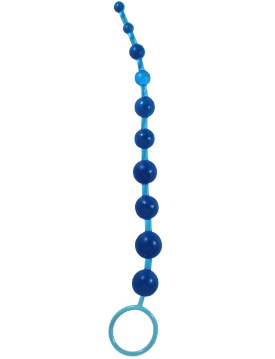 Голубая анальная цепочка Beads of Pleasure - 30 см. - термопластичный эластомер (TPE)