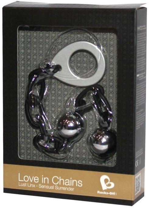 Серебристые вагинальные шарики Love in Chains на силиконовой цепочке от Intimcat