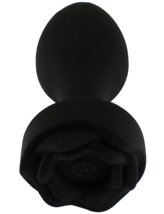 Черная анальная вибропробка Rose с пультом ДУ - 9 см. от Intimcat